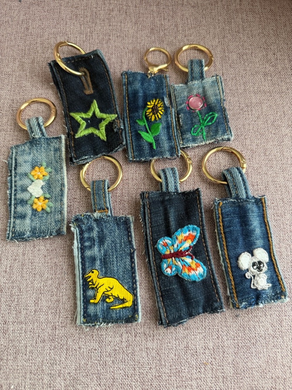 Handmade Denim Keychains available with patches